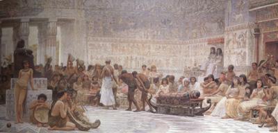 Alma-Tadema, Sir Lawrence Edwin Long,An Egyptian Feast (mk23) oil painting image